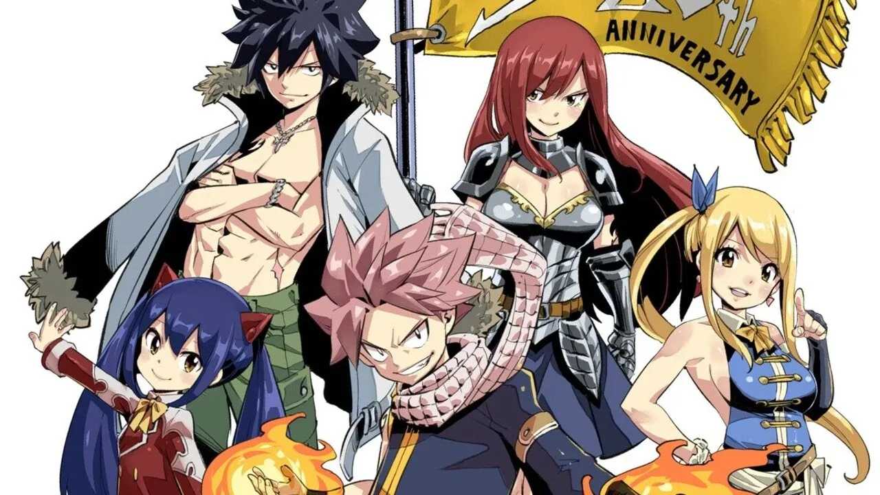 Illustration of Fairy Tail's main characters by Hiro Mashima. 