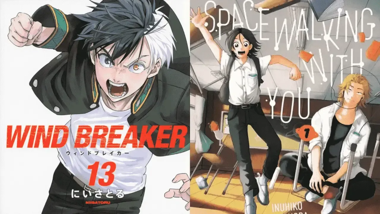 Wind Breaker Volume 13 and Spacewalking with You Volume 1 covers.