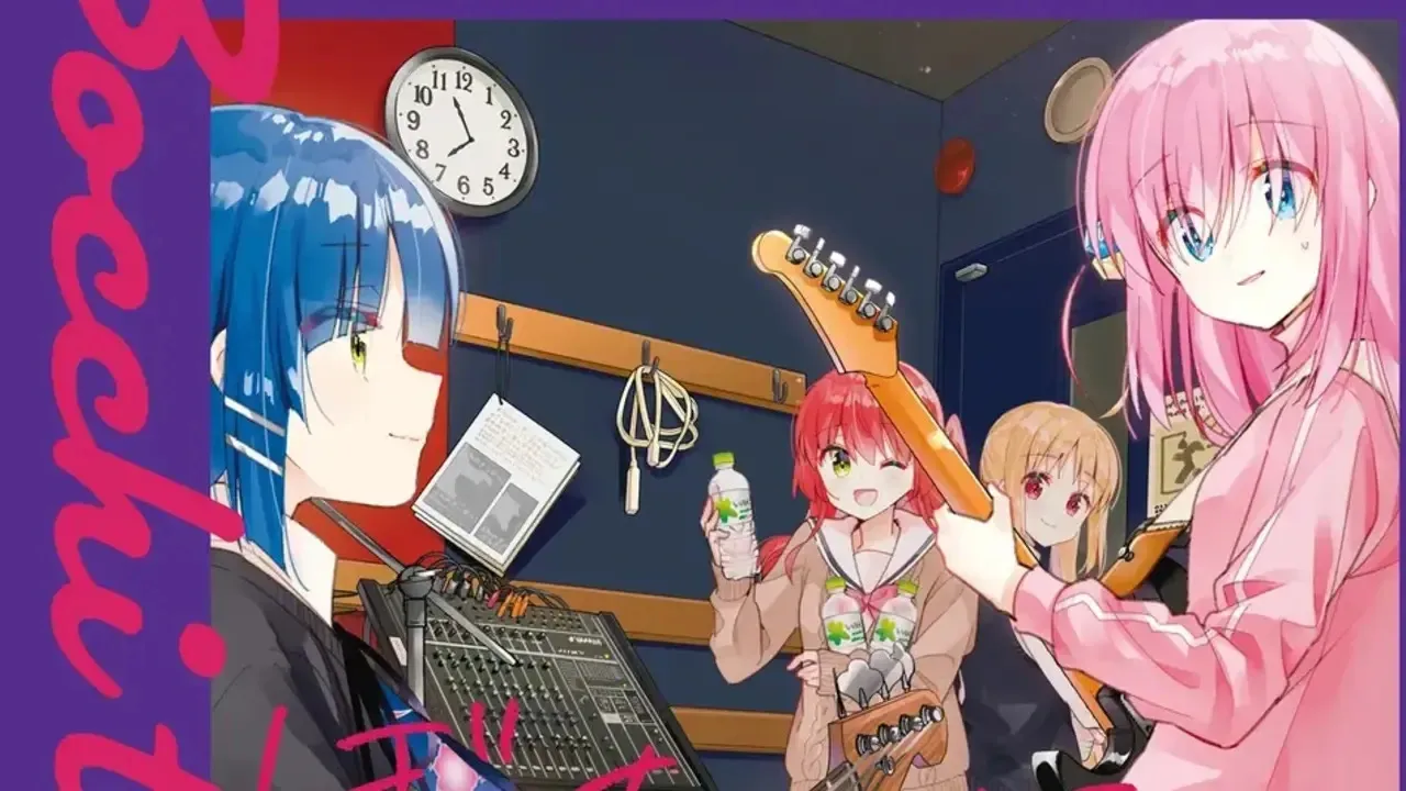 Bocchi and her bandmates as seen on the cover of the manga's 3rd volume.