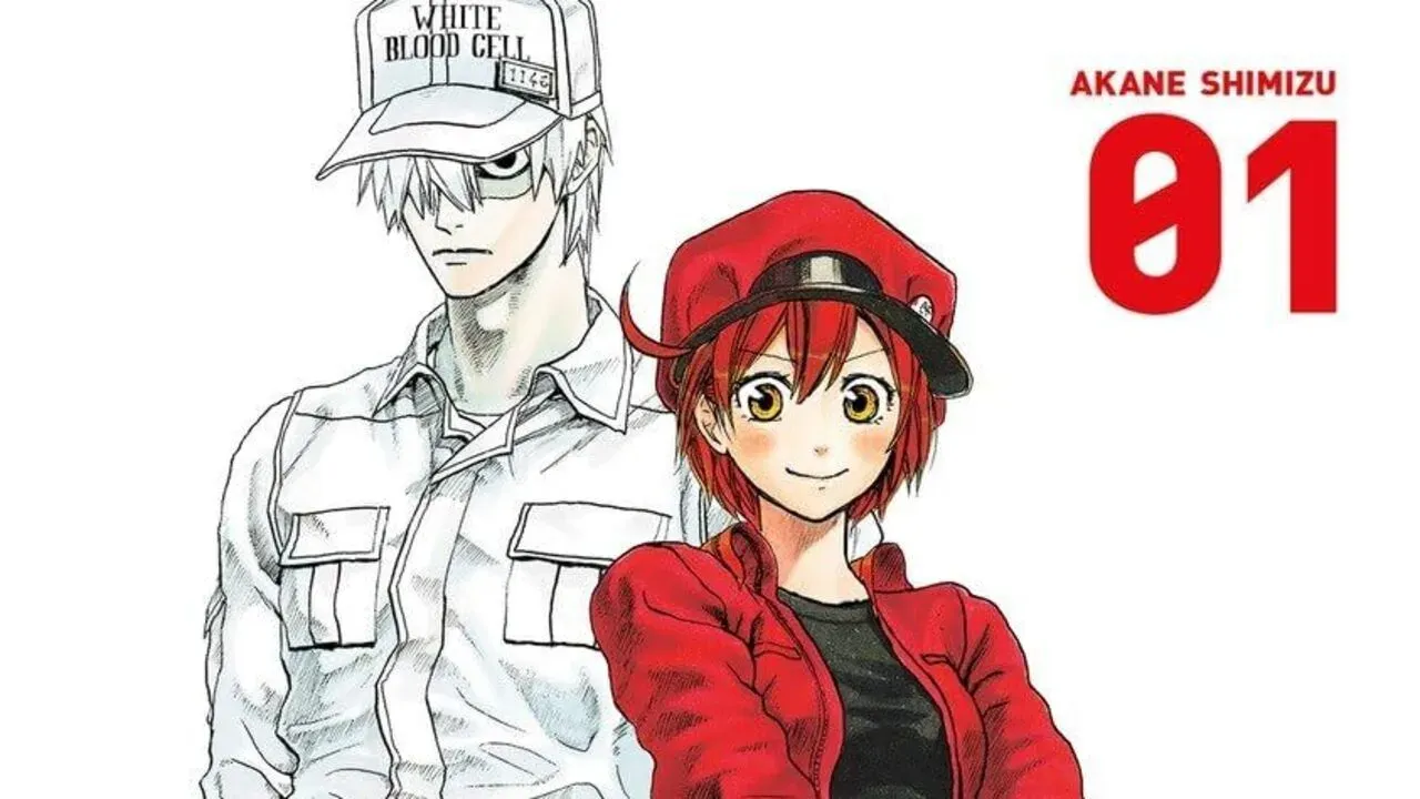 The manga characters as seen in Cells at Work! Volume 1 cover.
