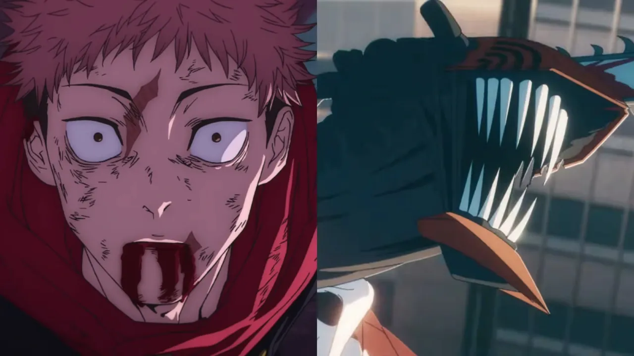 Yuji and Denji from JUJUTSU KAISEN and Chainsaw Man new trailers.