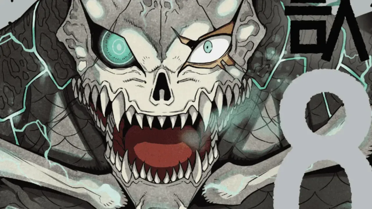 Kafka's Kaiju form as seen in Kaiju No. 8 Volume 8 cover.