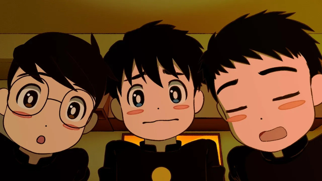 The three main characters of the anime as seen in the first episode.