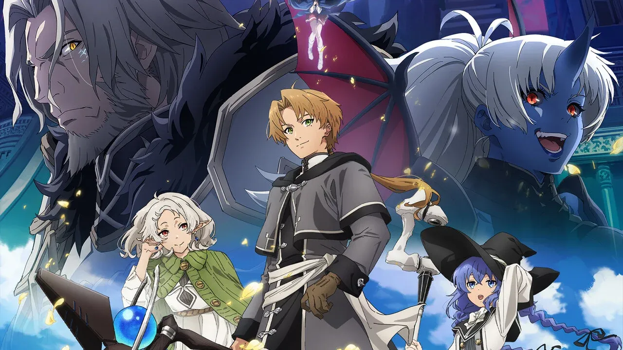 Rudeus and other characters as seen in the anime.