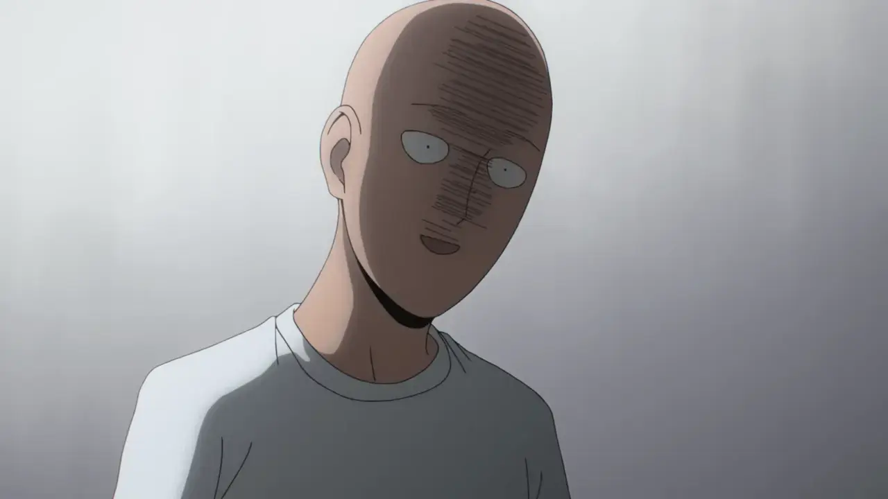 The unassuming Saitama as seen in the new trailer.