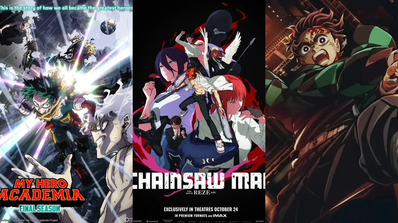 My Hero Academia, Chainsaw Man the Movie: Reze Arc, and Demon Slayer Infinity Castle film.
