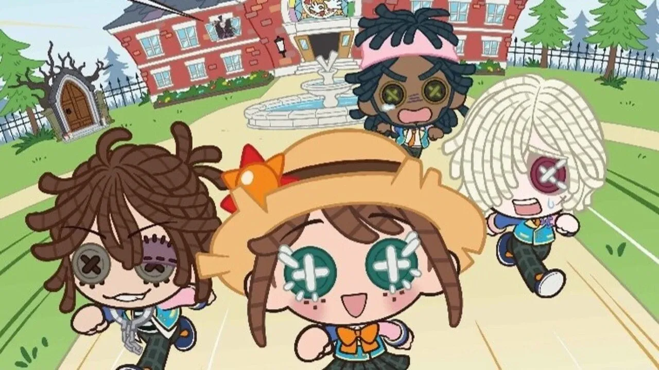 The characters from the game as seen in the anime's key visual.