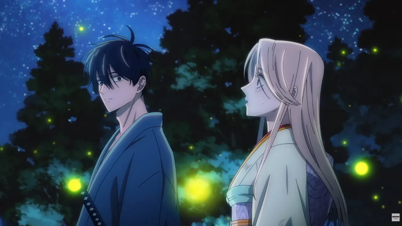 Satoko and Shinpei as seen in the anime.