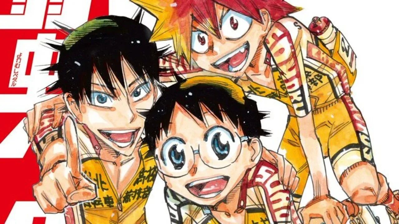 Sakamichi, Imaizumi, and Naruko as seen in the volume 100 cover. 